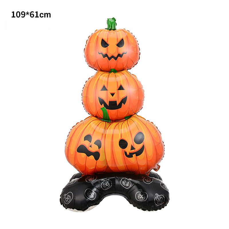 4D Halloween Foil Balloon Stands Set, Ghost Tree Skull Pumpkin Standing Balloon Decorations