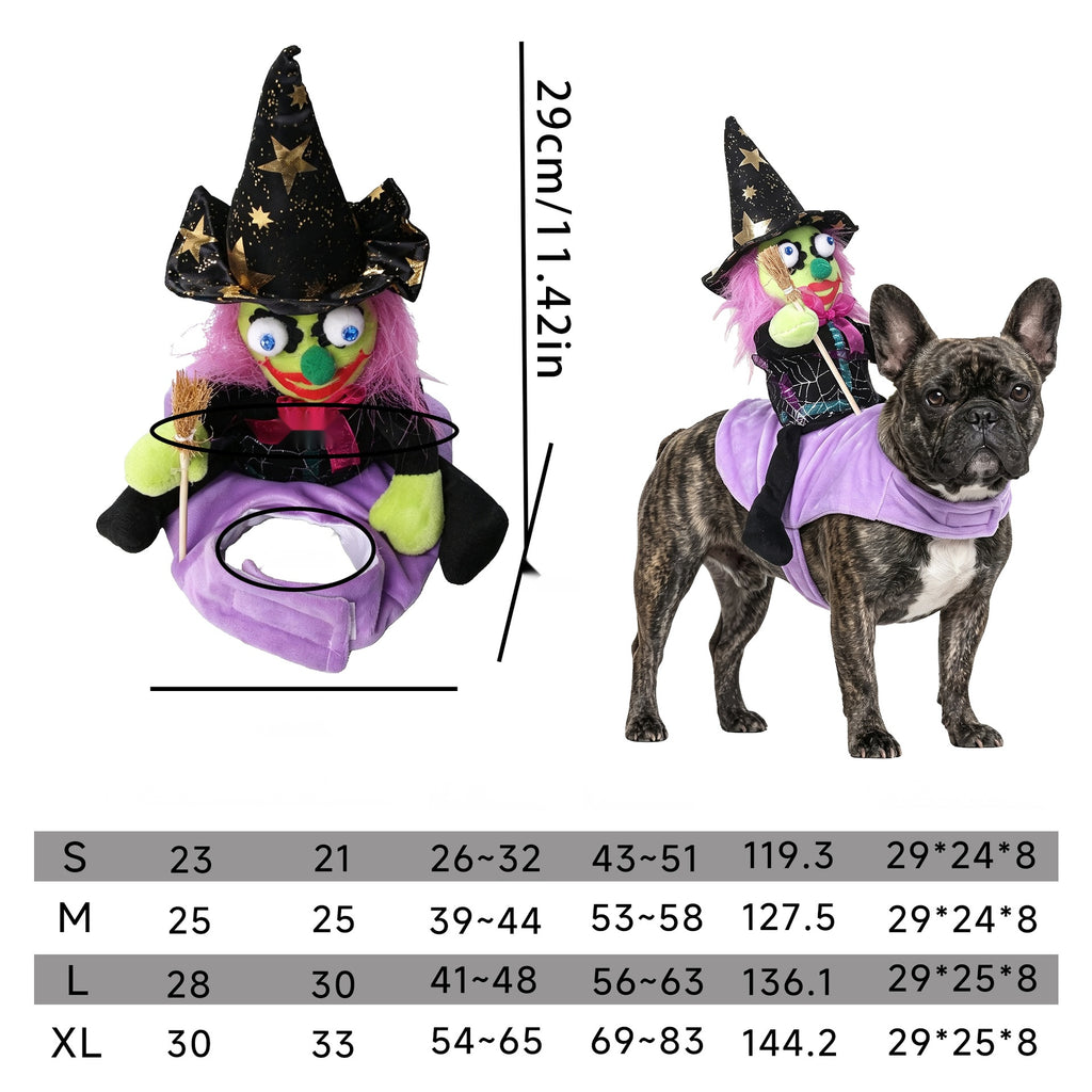 Halloween Purple Wizard Riding Costume for Dogs and Cats, Pet Party Outfit