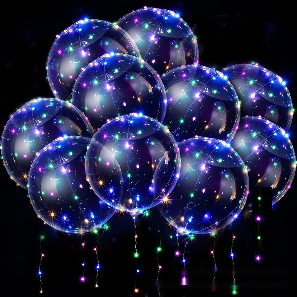 10 Pcs LED Bobo Balloons Glowing Floating Balloons Light Up Party Decor Battery Operated Set