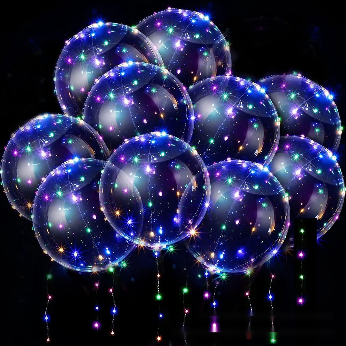 10 Pcs LED Bobo Balloons Glowing Floating Balloons Light Up Party Decor Battery Operated Set