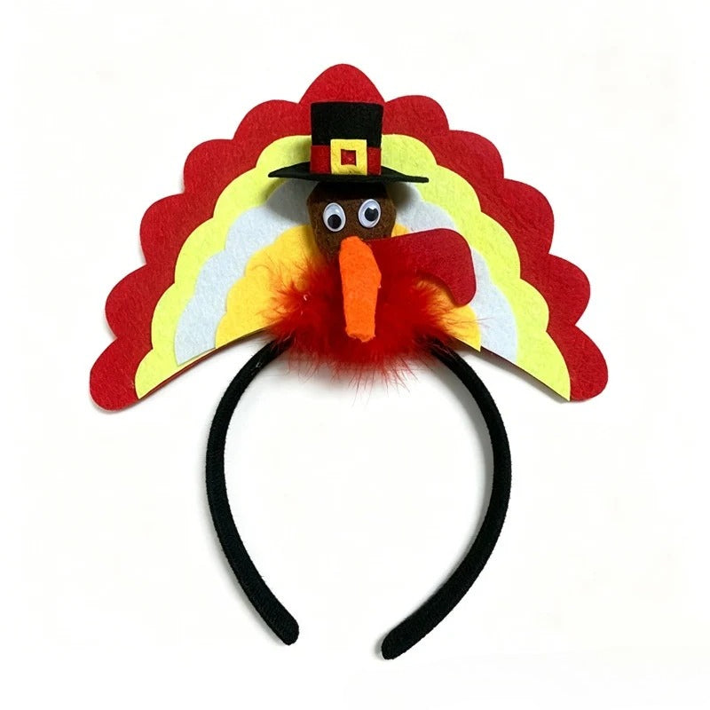 Thanksgiving Turkey Headband Drumstick Fan Tail Funny Cartoon Party Costume Prop