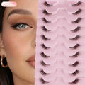10 Pairs Wispy Big Eye False Eyelashes, Fox Eye Curled Fluffy Faux Lashes For Dramatic Look