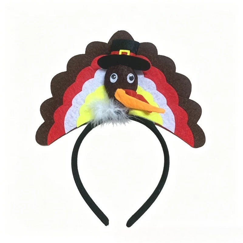 Thanksgiving Turkey Headband Drumstick Fan Tail Funny Cartoon Party Costume Prop