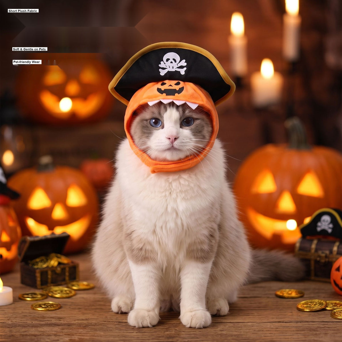 Halloween Pet Costume Hats, Pumpkin Pirate Skull Headpiece for Cats and Dogs