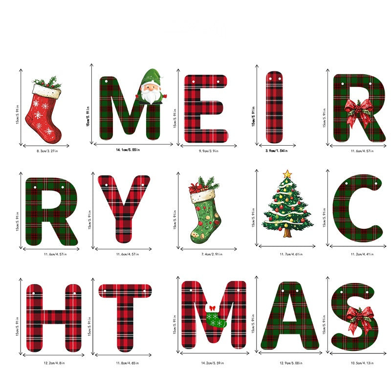 Christmas Letter Banner Pennant, Paper Hanging Flag Garland for Holiday Party Decorations