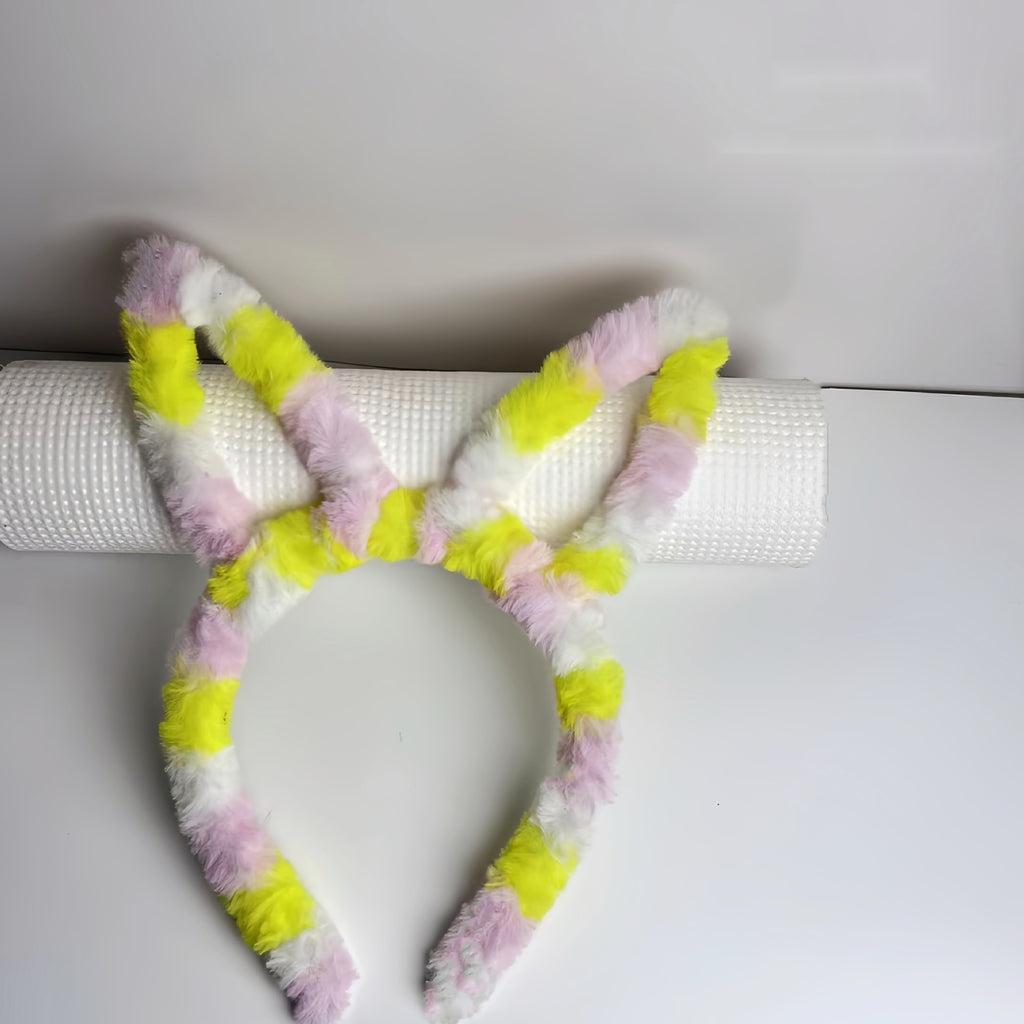 LED Light Up Furry Bunny Ear Headband, Christmas Glowing Hair Accessory for Kids Party