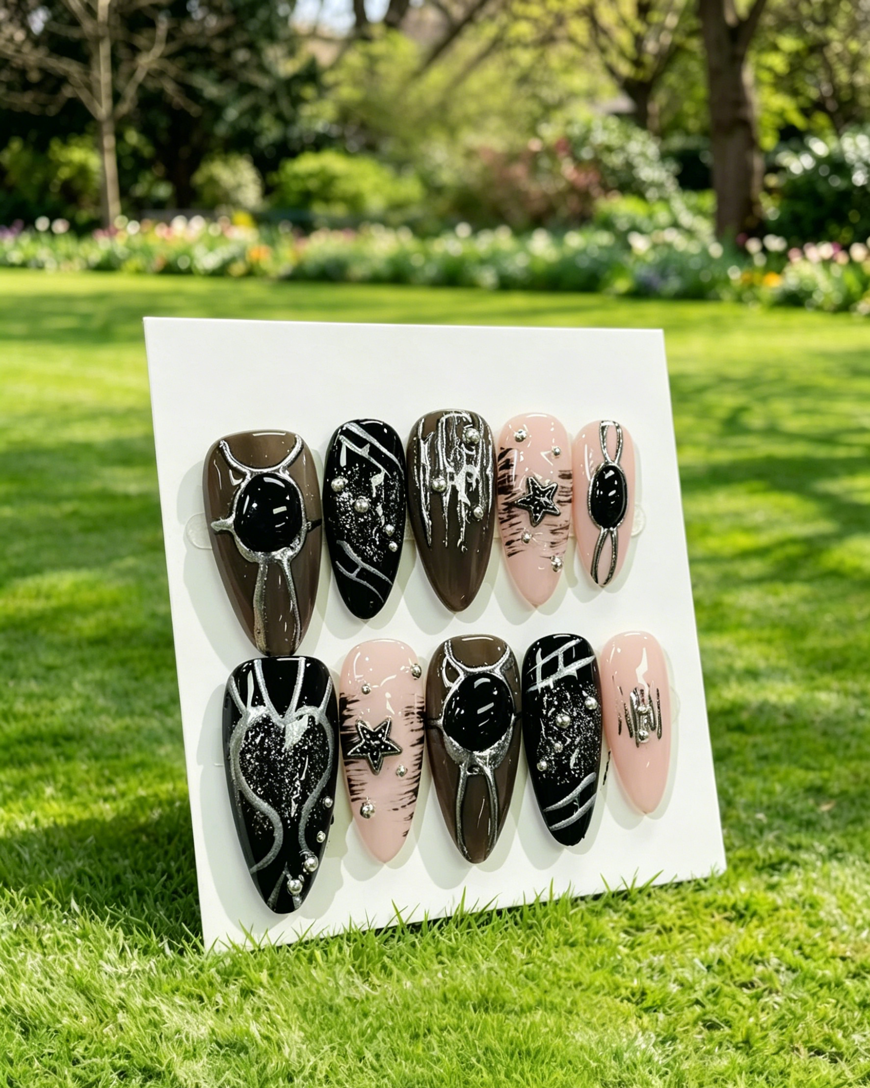 Gothic Almond Handmade Press On Nails