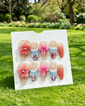 3D Flower Almond Handmade Fake Nails