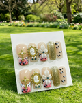 Handmade Press On Nails French Tip Leopard Luxury Rhinestone False Nails Reusable Glue On Nails Women Gift 10pcs