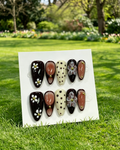 Vintage Brown Floral Almond Press On Nails