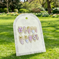 Purple Floral Handmade Almond Press On False Nails