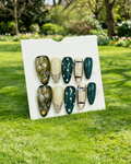 Vintage Glitter Floral Almond Handmade Fake Nails