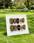 Retro Burgundy 3D Flower Press On Fake Nails