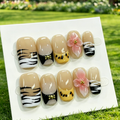 3D Floral Nude Handmade Press On Nails