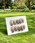 Press On Nails Pink Chrome Flower 10pcs