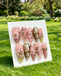 Pink 3D Cherry Blossom Fake Nails