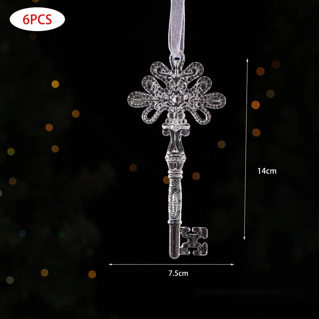 6 Pack Acrylic Christmas Tree Hanging Ornaments, Clear Snowflake Icicle Decorations