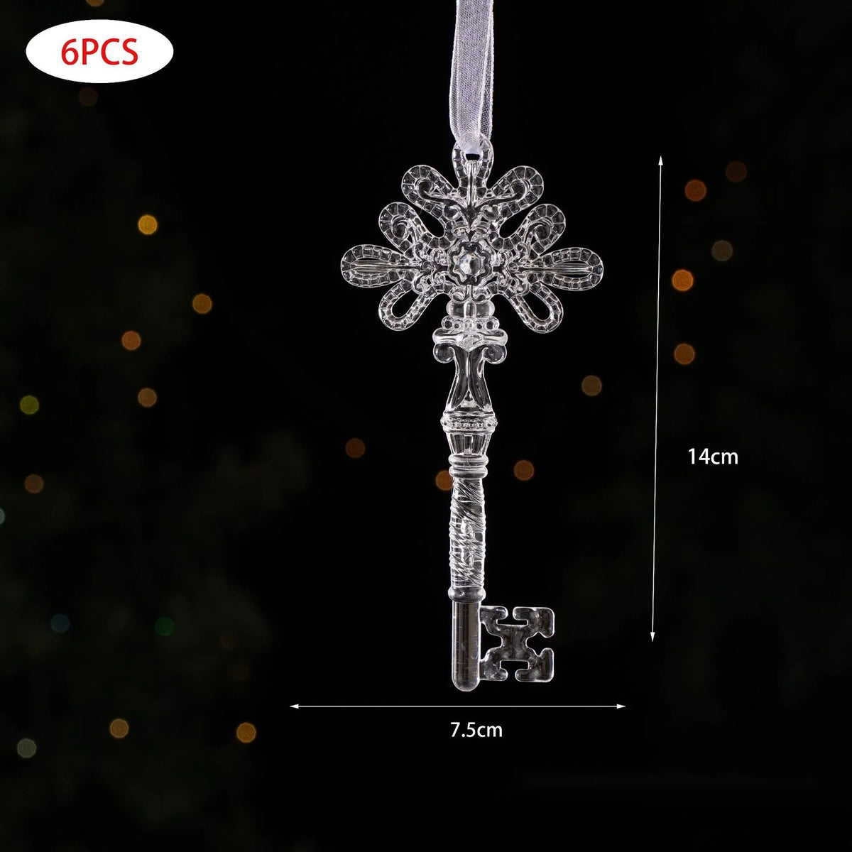 6 Pack Acrylic Christmas Tree Hanging Ornaments, Clear Snowflake Icicle Decorations