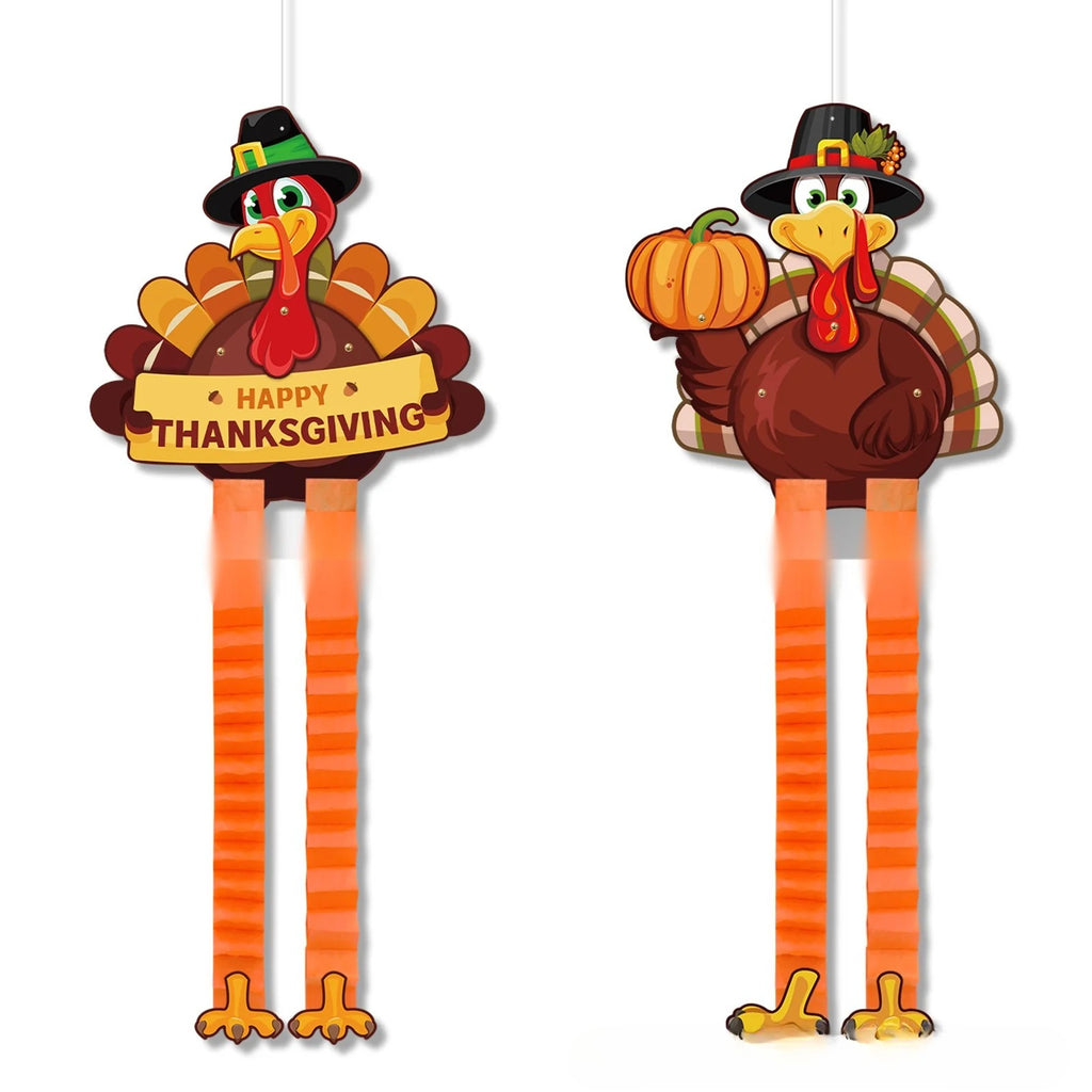 Thanksgiving Party Decoration Kit Banner Bunting Balloons Turkey Honeycomb Tabletop Decor Set