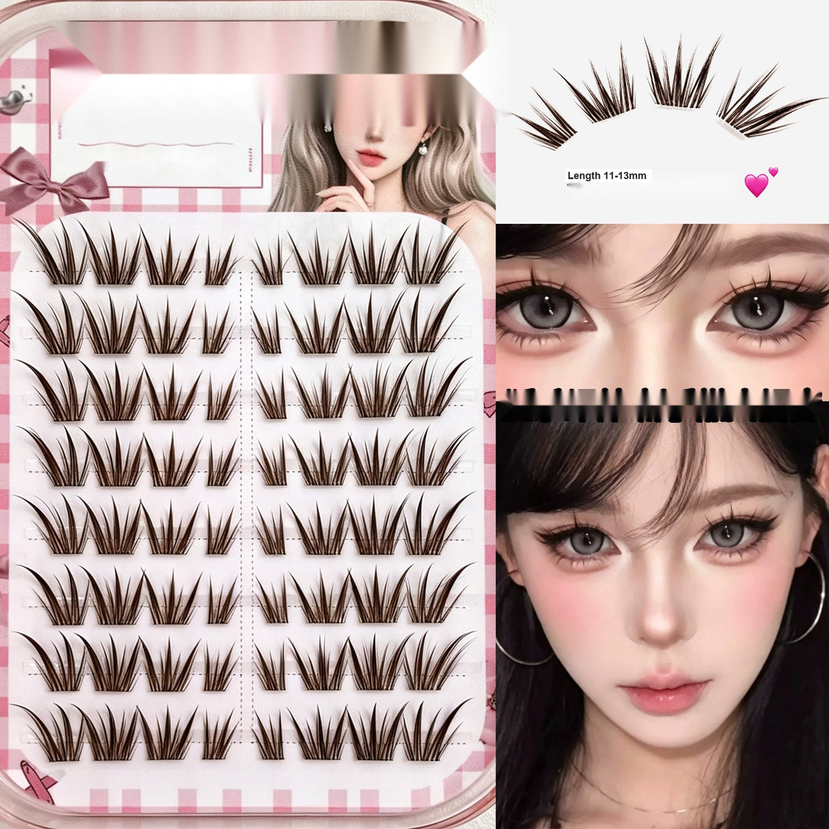 Fox Eye Segment False Lashes Glue Free Dark Brown Flirty Wispy Eyelashes for Beginners