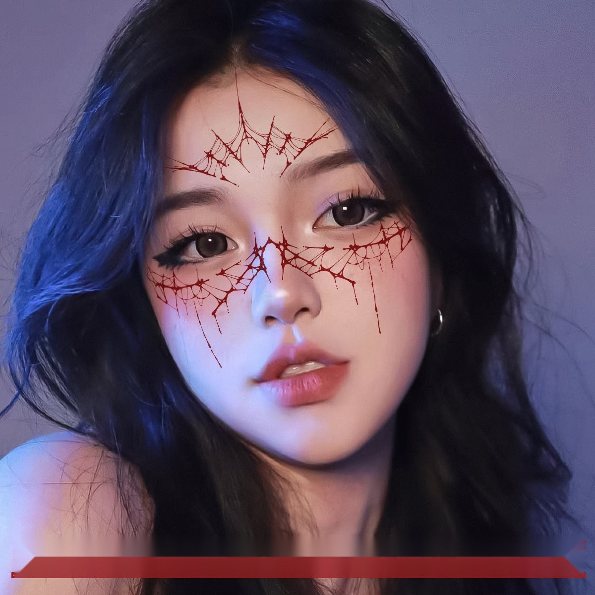 Halloween Colorful Face Tattoos, Cosplay Blood Spider Web Waterproof Special Effect Stickers