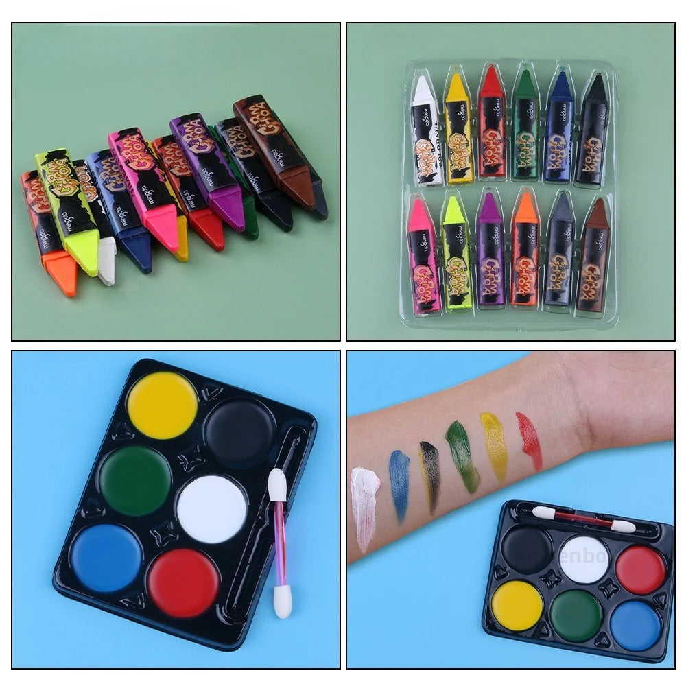 Halloween Face Paint 6 Colors Body Paint Kit Non Toxic Makeup Set for Costume Parties