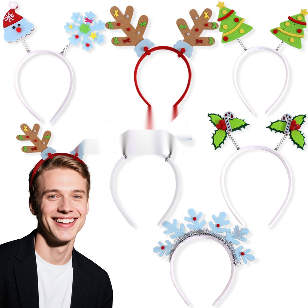 Fluorescent Glowing Christmas Headband, Santa Snowflake Reindeer Photo Prop for Kids Party