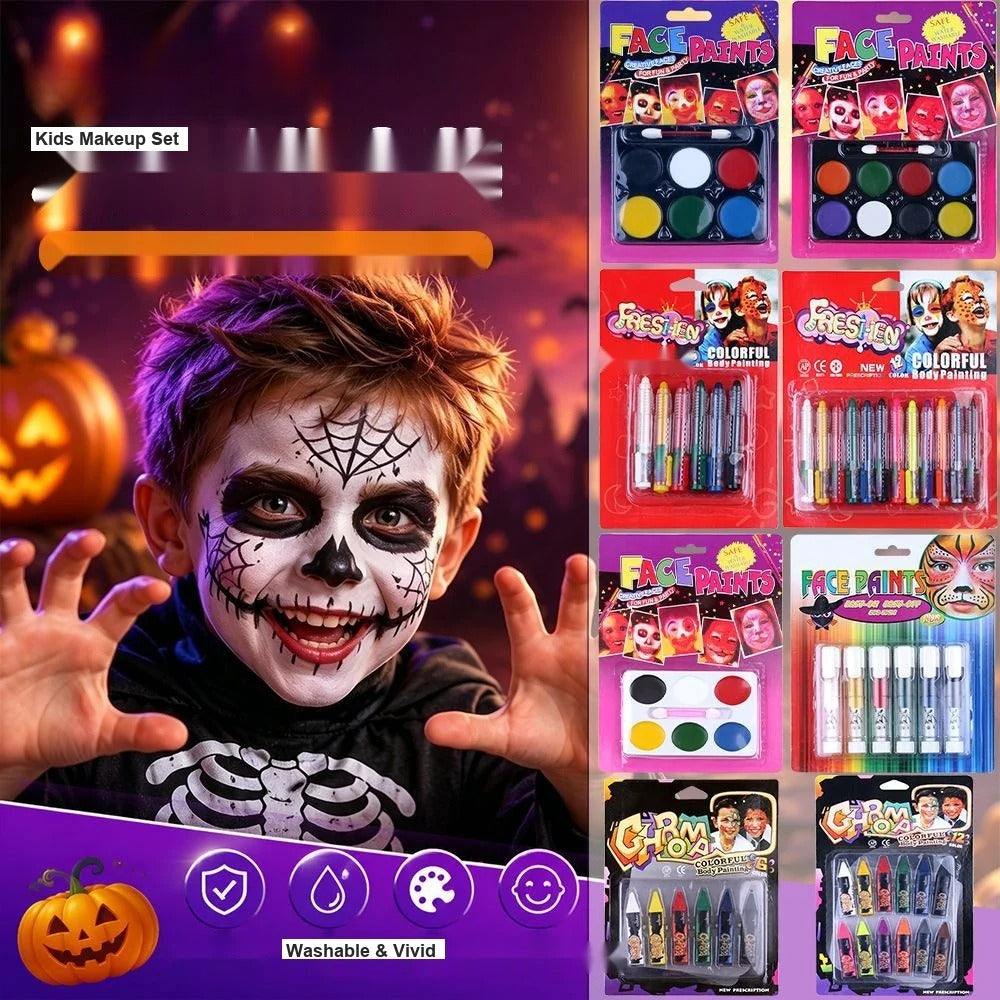 Halloween Face Paint 6 Colors Body Paint Kit Non Toxic Makeup Set for Costume Parties