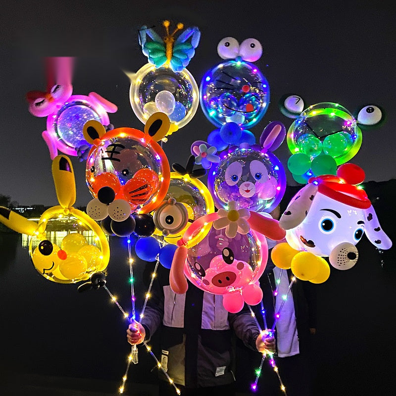 Bobo Balloon with LED Light Glowing Cartoon Shape Balloon Kit Kids Night Market Party Material Set