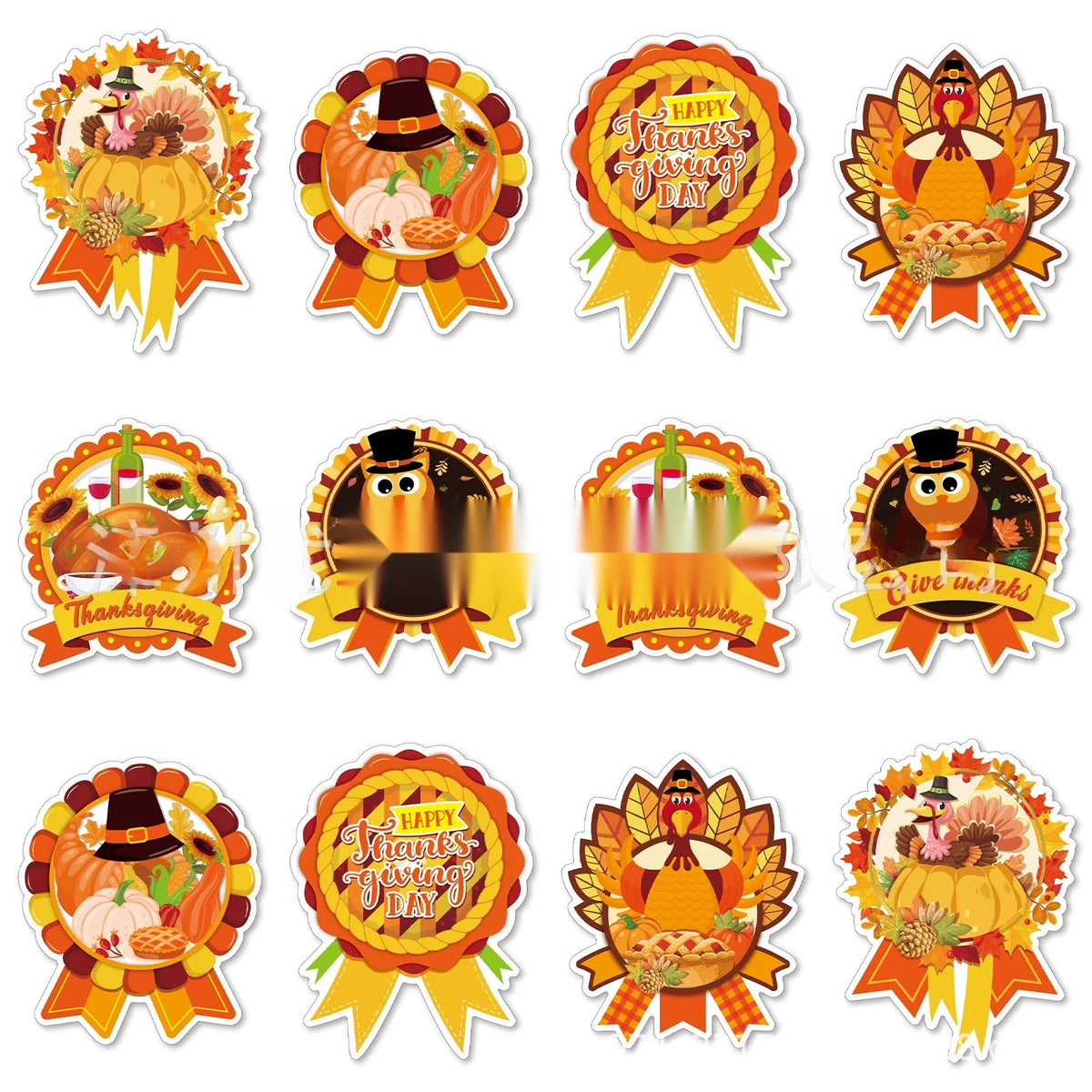 Thanksgiving Party Decoration Kit Banner Bunting Balloons Turkey Honeycomb Tabletop Decor Set