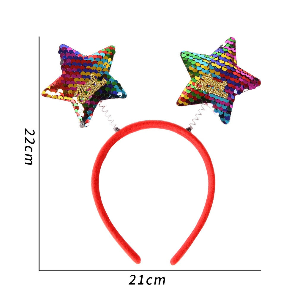 Reindeer Antler Star Headband, Christmas Plastic Hair Hoop for Kids Party Decorations