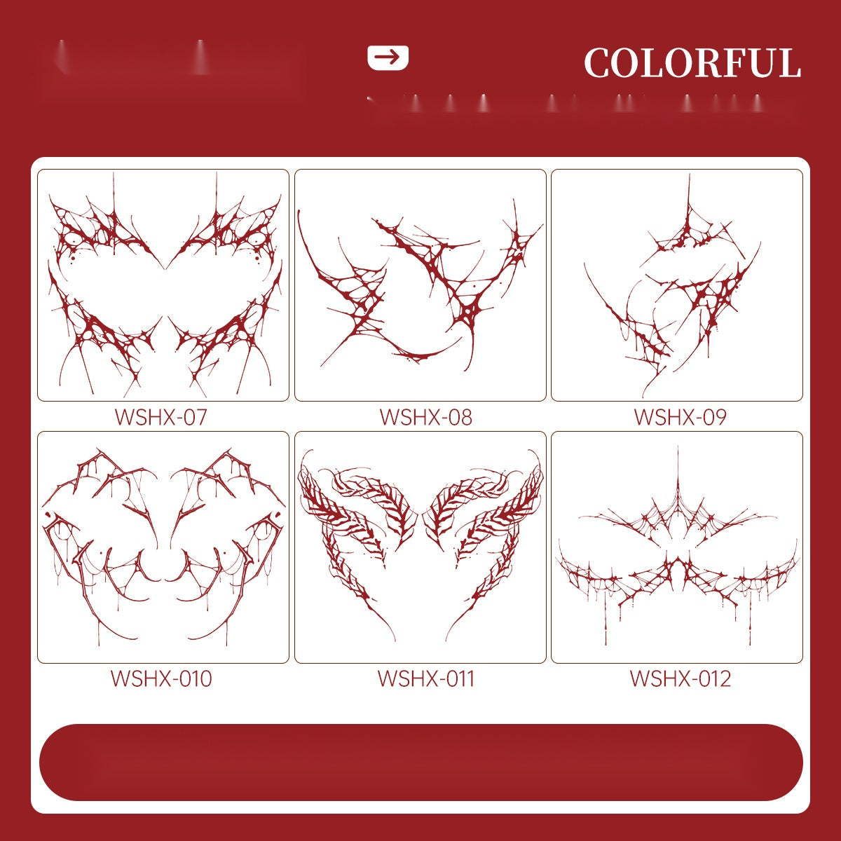 Halloween Colorful Face Tattoos, Cosplay Blood Spider Web Waterproof Special Effect Stickers