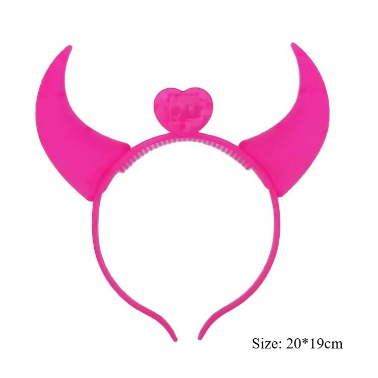 Glow in the Dark Devil Horn Headband, Light Up Horns for Halloween Concert Party