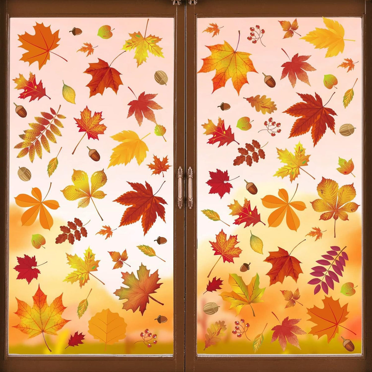 Thanksgiving Turkey Maple Leaf Gnome Window Clings Static Glass Stickers Holiday Storefront Decor
