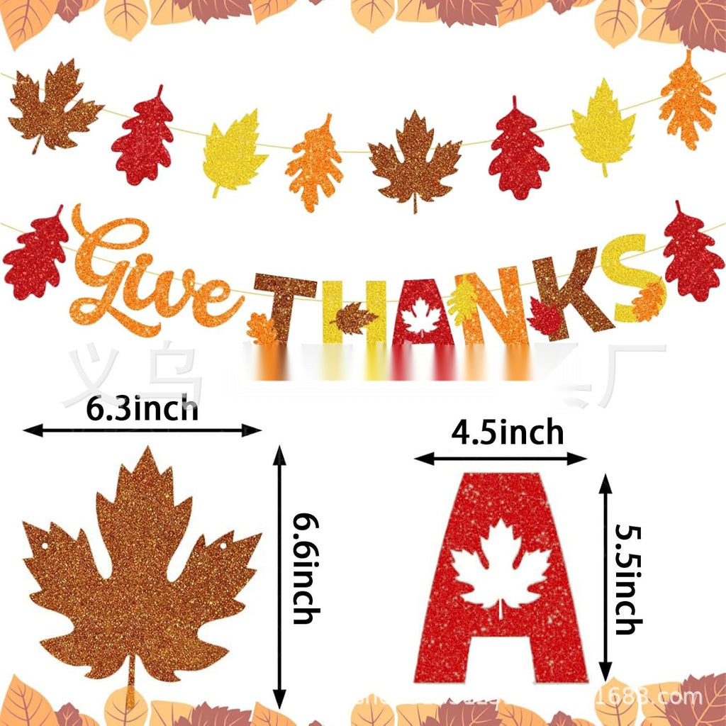 Hello Autumn Give Thanks Blessed Banner, Fall Thanksgiving Harvest Party Decor