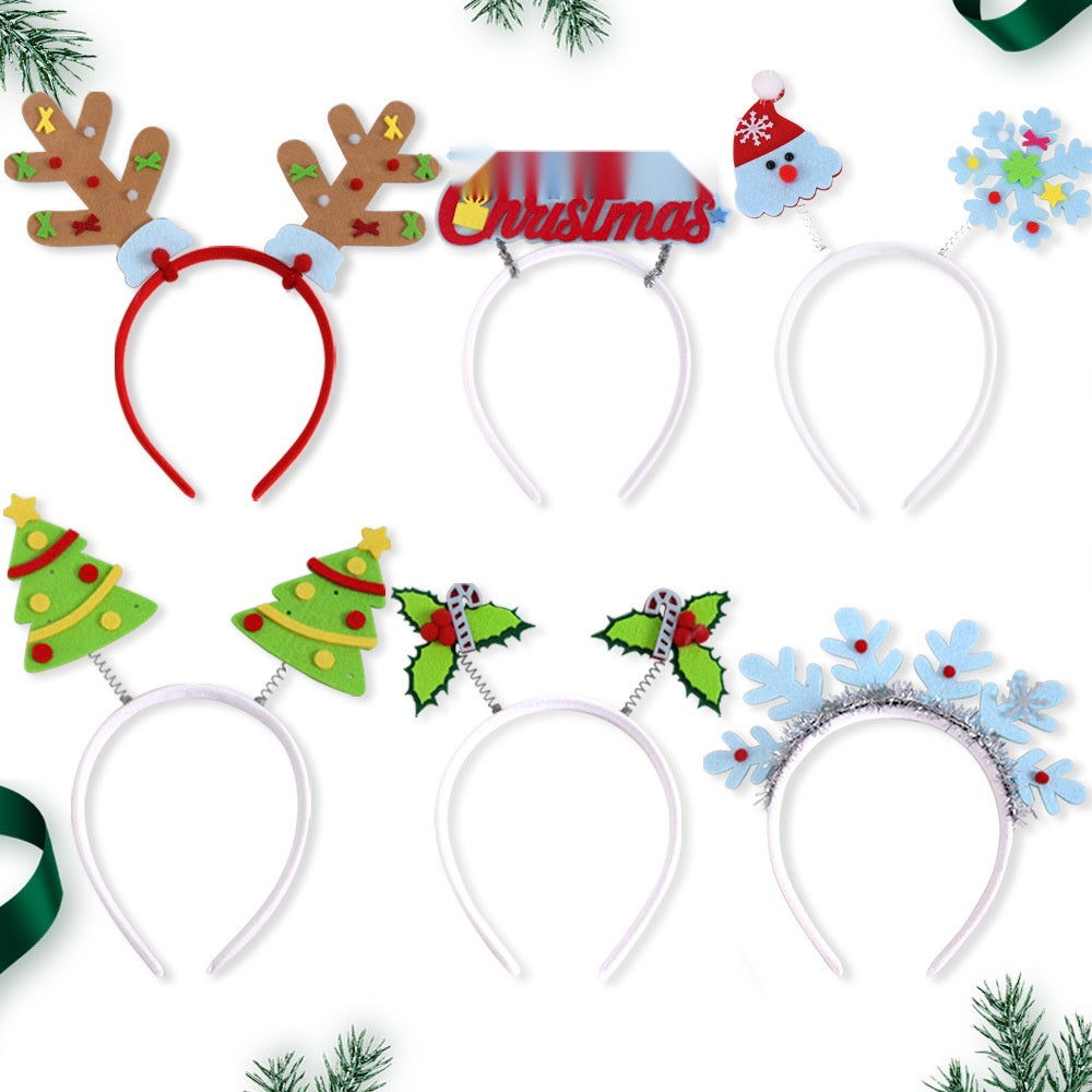 Fluorescent Glowing Christmas Headband, Santa Snowflake Reindeer Photo Prop for Kids Party