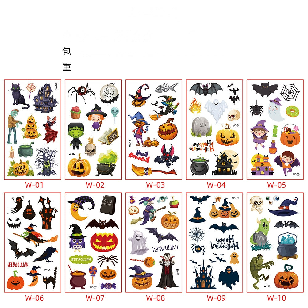 Kids Cartoon Halloween Temporary Tattoos, Waterproof Party Favor Funny Stickers
