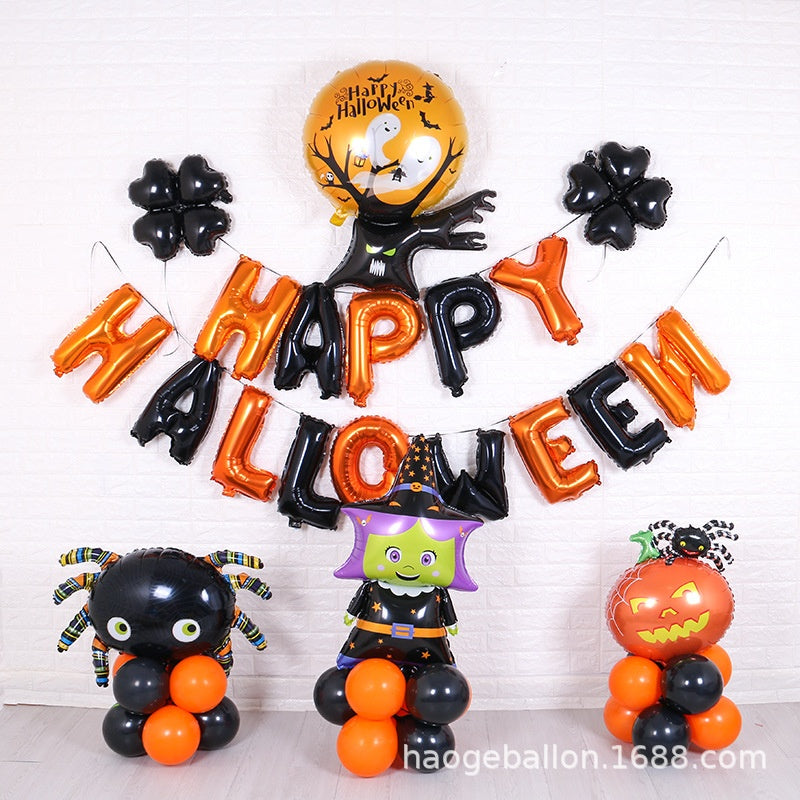 Halloween Foil Balloon Set, Aluminum Balloons For Mall School Store Halloween Decorations