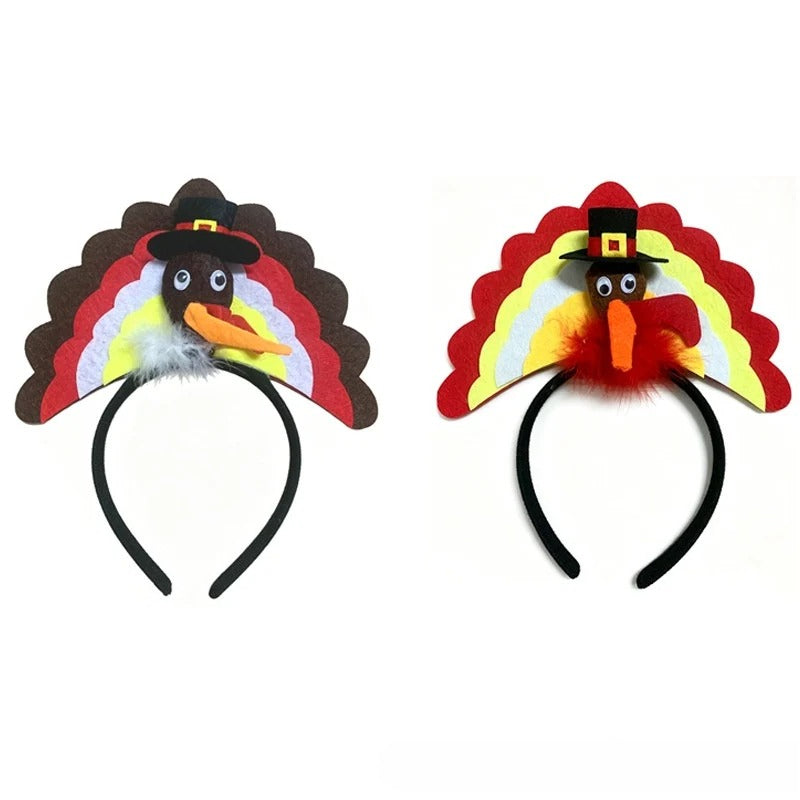 Thanksgiving Turkey Headband Drumstick Fan Tail Funny Cartoon Party Costume Prop