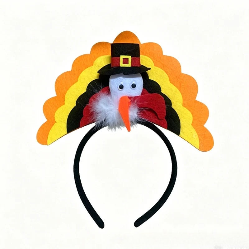 Thanksgiving Turkey Headband Drumstick Fan Tail Funny Cartoon Party Costume Prop