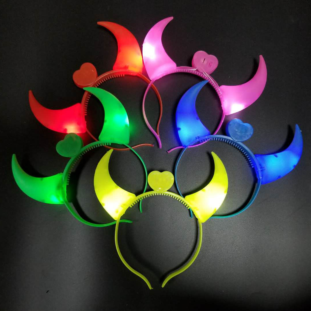 Glow in the Dark Devil Horn Headband, Light Up Horns for Halloween Concert Party