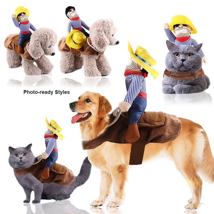 Riding Horse Pet Costume for Dogs and Cats, Funny Santa Claus Outfit for Halloween Christmas