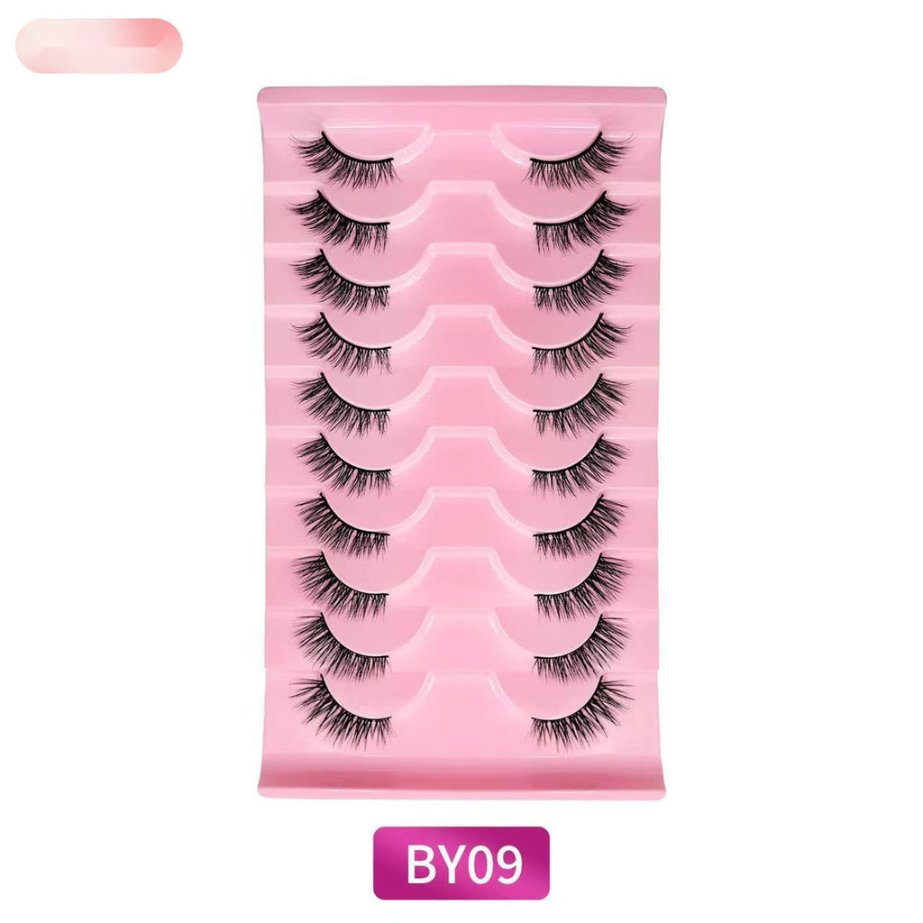 10 Pairs Wispy Big Eye False Eyelashes, Fox Eye Curled Fluffy Faux Lashes For Dramatic Look