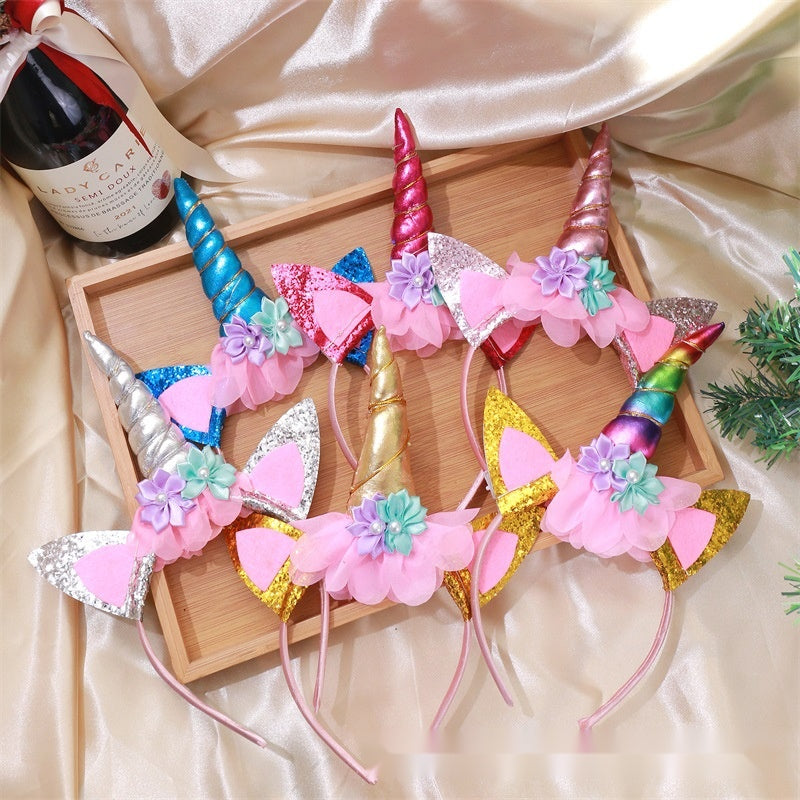 Kids Glowing Unicorn Headband, Light Up Cute Christmas Party Hair Accessory For Holiday Performances