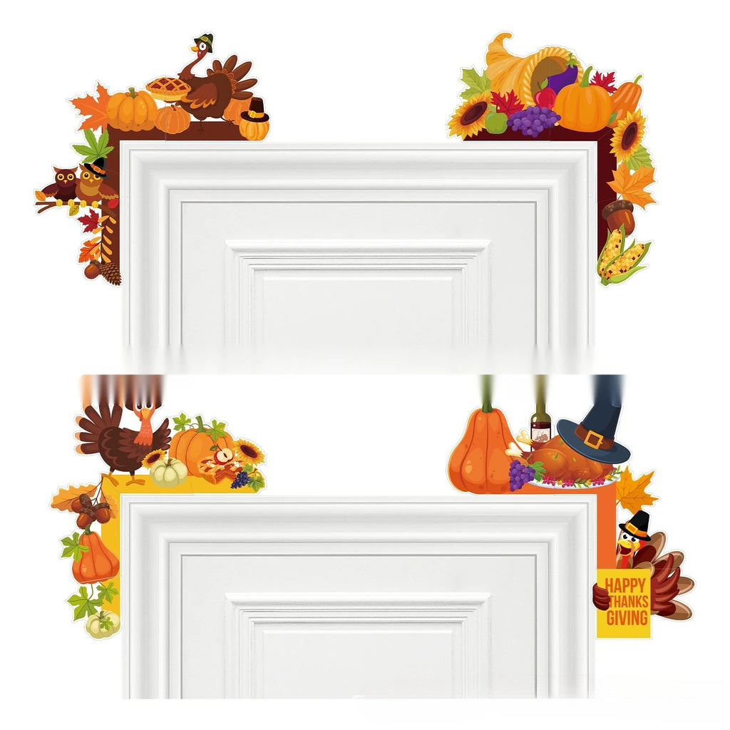 Thanksgiving Party Decoration Kit Banner Bunting Balloons Turkey Honeycomb Tabletop Decor Set