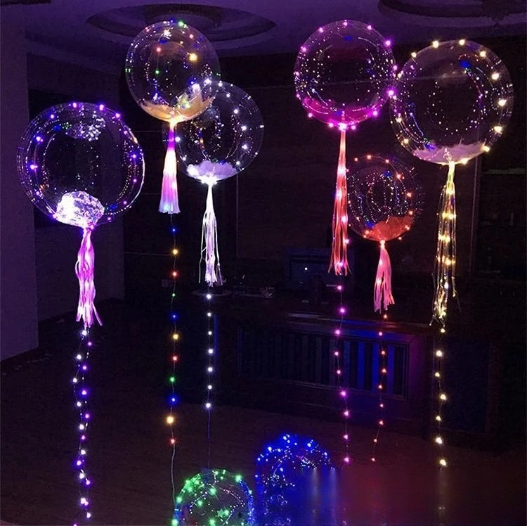 10 Pcs LED Bobo Balloons Glowing Floating Balloons Light Up Party Decor Battery Operated Set