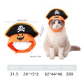 Pirate Pumpkin Pet Costume Hood, Double Layer Skull Hat for Small Dogs and Cats Halloween