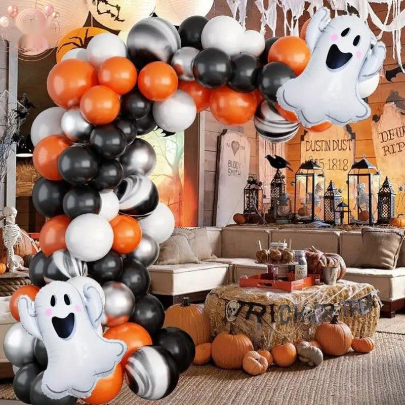 Halloween Balloon Arch Kit Latex Ghost Skull Theme Party Decoration Garland Set