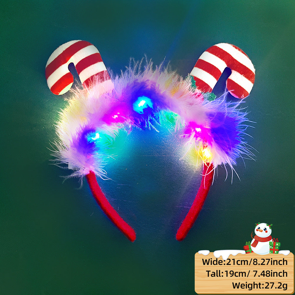 Light Up Cartoon Reindeer Antler Headband, Christmas Party Headpiece for Kids and Adults