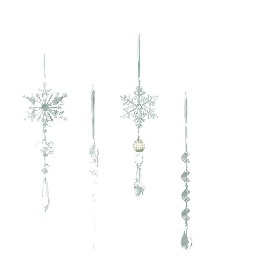 18 Pack Acrylic Christmas Tree Ornaments Set, Snowflake and Icicle Hanging Decorations
